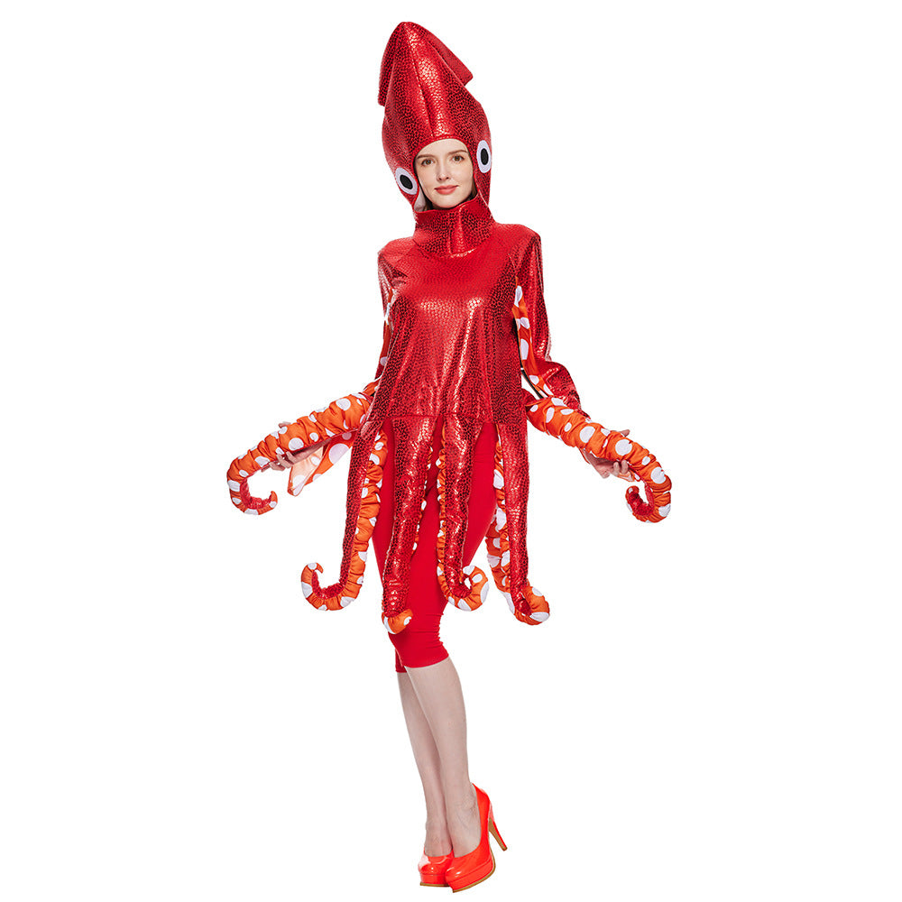 New adult squid costumes available for Halloween sea creature party onesie costumes