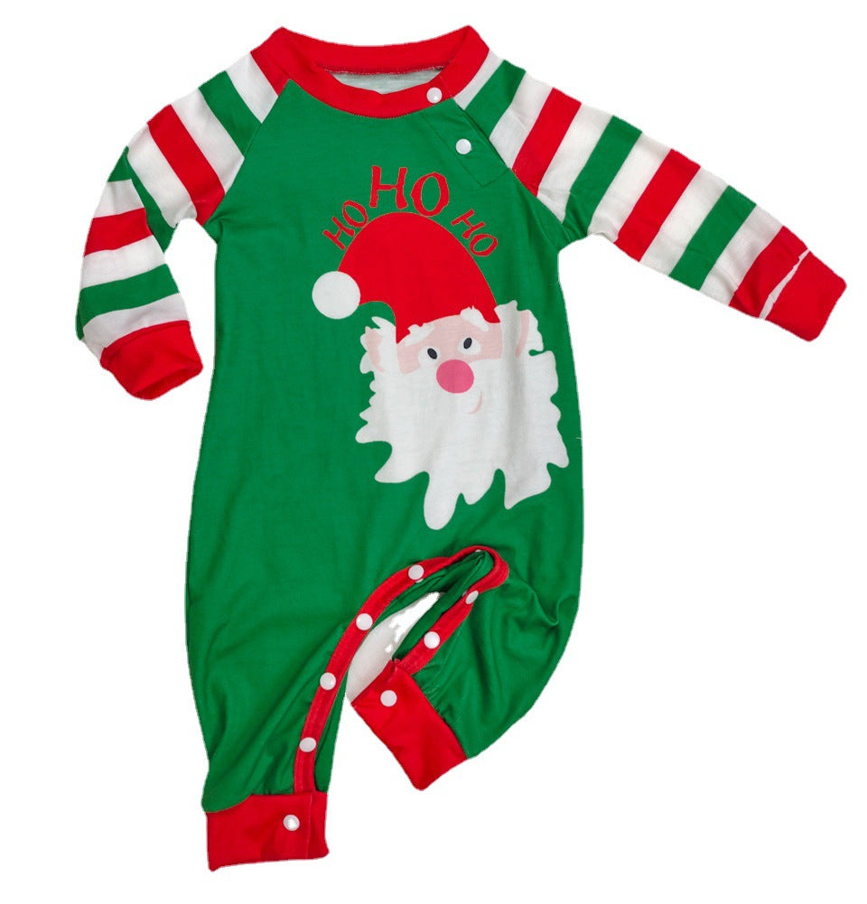 2022 Amazon cross-border new letter striped Christmas parent-child clothes printed home clothes pajamas