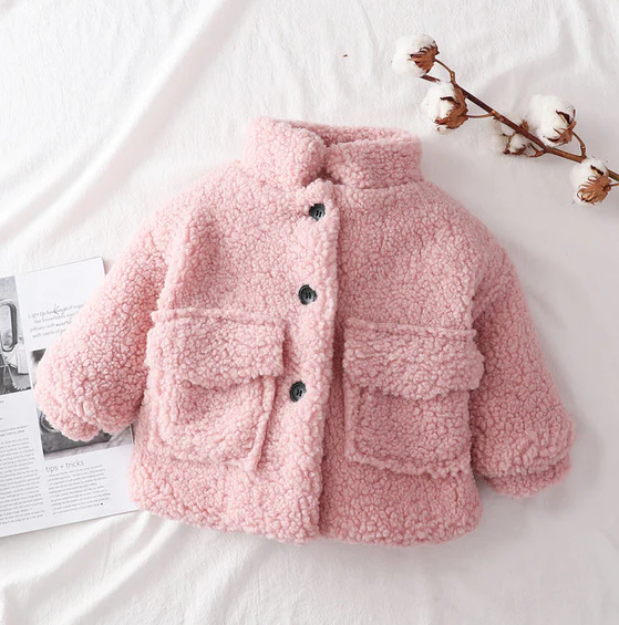 2022 new spring and autumn clothing baby lamb wool autumn and winter thickened woolen coat