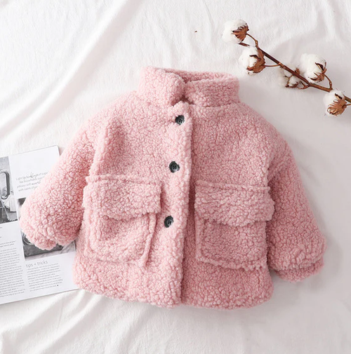 2022 new spring and autumn clothing baby lamb wool autumn and winter thickened woolen coat
