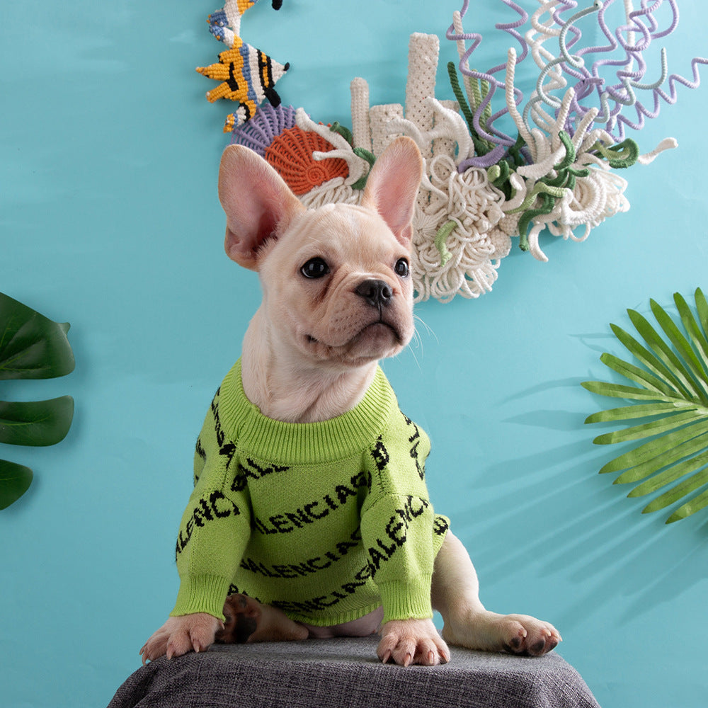 Dog sweater fashionable brand Fadou Schnauzer clothes Cat and dog clothing soft and comfortable not ball high elastic G dog clothes